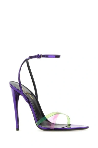 Shop Saint Laurent Woman Two-tone Leather And Pvc Fever 110 Sandals In Multicolor
