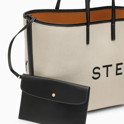 Shop Stella Mccartney Ecru Cotton-blend Tote Bag With Logo Women In White