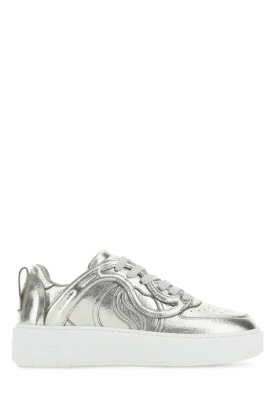 Shop Stella Mccartney Woman Silver Synthetic Leather S-wave Sneakers