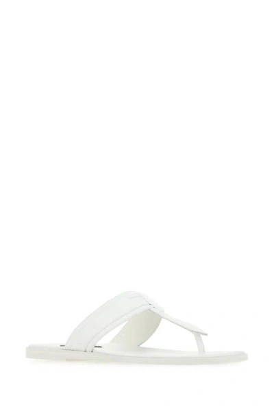Shop Tom Ford Man White Leather Thong Slippers