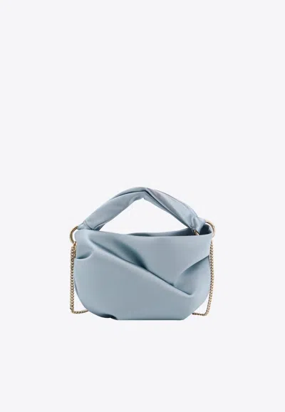 Shop Jimmy Choo Bonny Satin Monogram Shoulder Bag In Blue