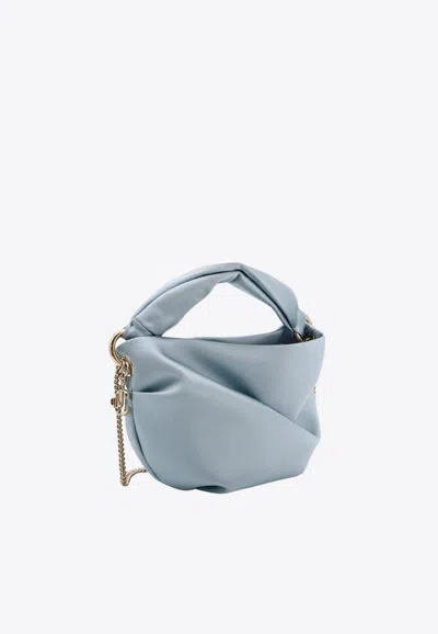 Shop Jimmy Choo Bonny Satin Monogram Shoulder Bag In Blue