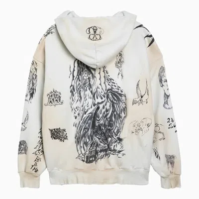 Shop Balenciaga Tat White/black Fleece Sweatshirt