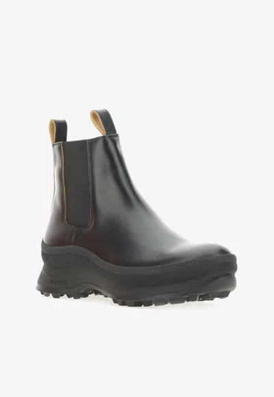 Shop Jil Sander Calf Leather Ankle Boots In Black