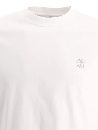 Shop Brunello Cucinelli Cotton Jersey Crew Neck T Shirt With Printed Logo