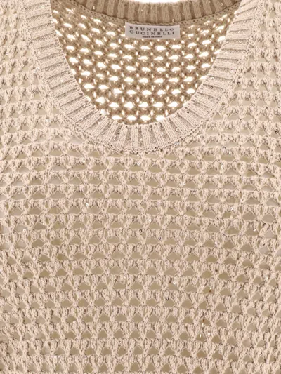 Shop Brunello Cucinelli Dazzling Net Knit Top
