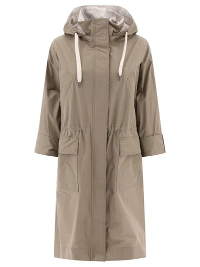 Shop Brunello Cucinelli Water Resistant Taffeta Hooded Outerwear Jacket With Monili