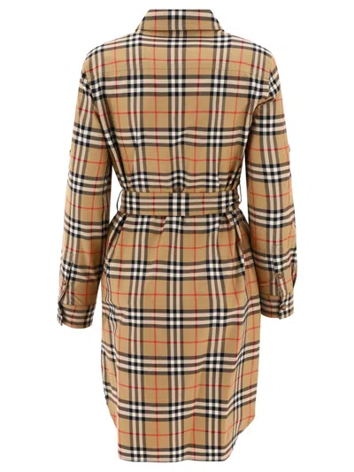Shop Burberry Check Belted Dress