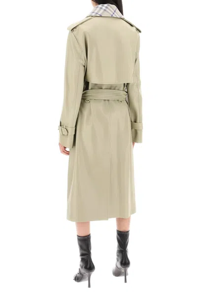Shop Burberry Long Leather Trench Coat