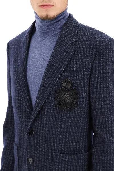 Shop Dolce & Gabbana Tailored Blazer In Tartan Wool