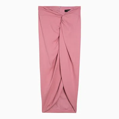 Shop Federica Tosi Pink Viscose Midi Skirt With Knot