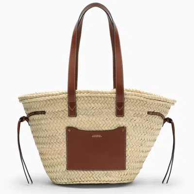 Shop Isabel Marant Cadix Bag In Raffia And Leather