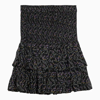 Shop Isabel Marant Étoile Black Cotton Miniskirt With Multicolour Print