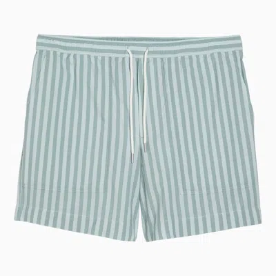 Shop Maison Kitsuné Striped Cotton Shorts