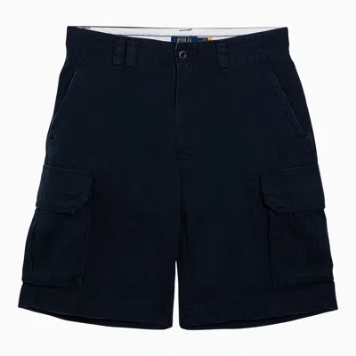 Shop Polo Ralph Lauren Navy Blue Cotton Bermuda Shorts