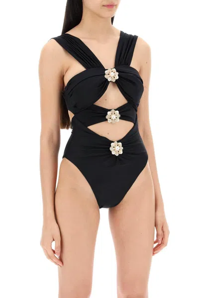 Shop Self-portrait Self Portrait One Piece Swimsuit With Cut Out And