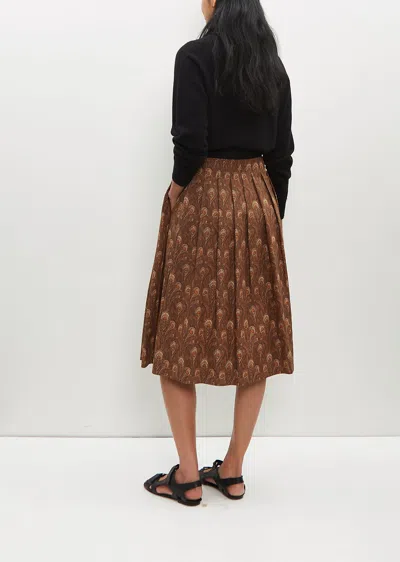 Shop Margaret Howell Contrast Waistband Skirt In Tobacco / Umber