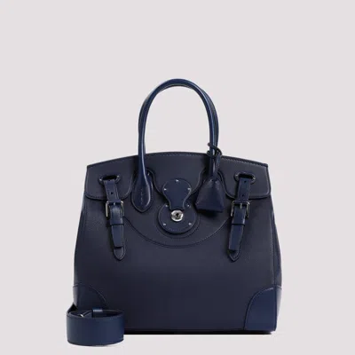 Shop Ralph Lauren Ink Soft Ricky Grained Leather Bag In Blue