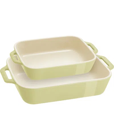 Staub Ceramic 2-pc Rectangular Baking Dish Set Macaron Pastel In Mint