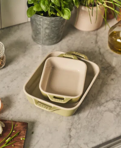 Staub Ceramic 2-pc Rectangular Baking Dish Set Macaron Pastel In Mint