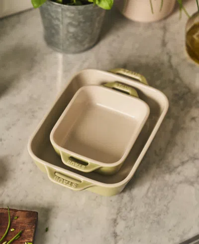 Staub Ceramic 2-pc Rectangular Baking Dish Set Macaron Pastel In Mint
