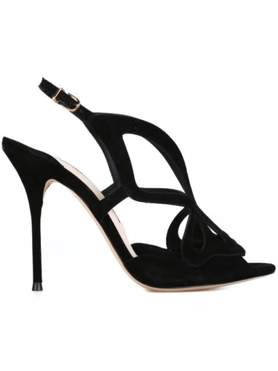 Sophia Webster Suede Madame Butterfly Sandals In Black