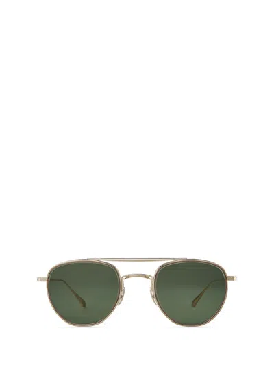 Shop Mr Leight Mr. Leight Sunglasses In White Gold-matte Bronze/green