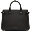 Burberry 'medium Banner' House Check Leather Tote In Black