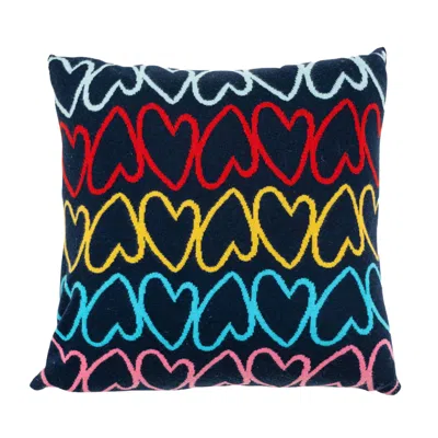 Shop Kerri Rosenthal Imperfect Heart Stripe Knit Cashmere Pillow In Multi