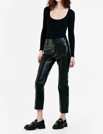 Dear John Denim Brooklyn High Rise Slim Straight Pants In Black In Black