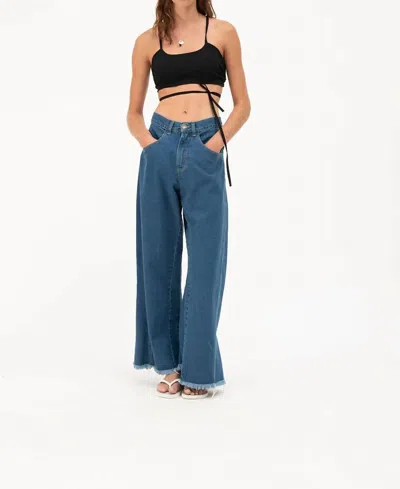 Shop Mundaka Asimetrico Wide Leg Jeans In Denim In Multi