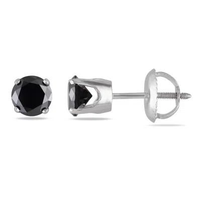 Mimi & Max 1ct Tw Black Diamond Stud Earrings In 14k White Gold In Black