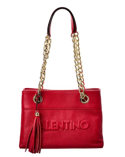Shop Valentino By Mario Valentino Kali Embossed Leather Shoulder Bag In Red