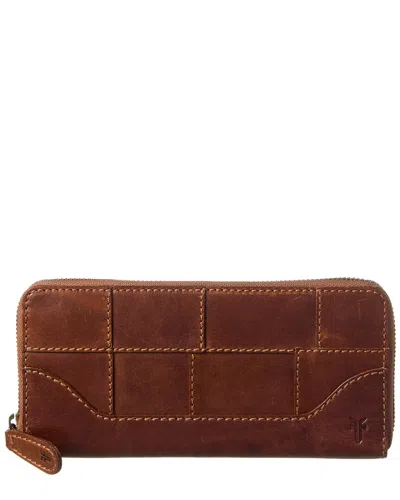 Shop Frye Melissa Zip Leather Wallet In Brown