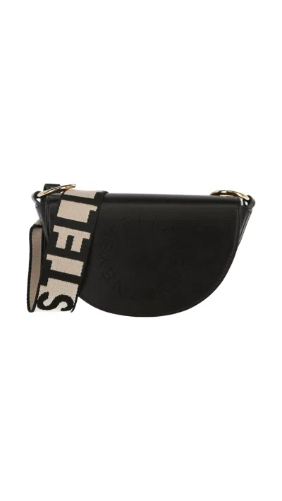 Shop Stella Mccartney Linea Logo Shoulder Bag In Black