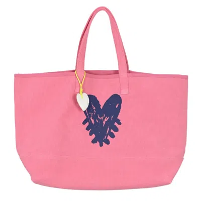 Shop Kerri Rosenthal The Small Tote Pop Heart Bag In Rhubarb In Pink