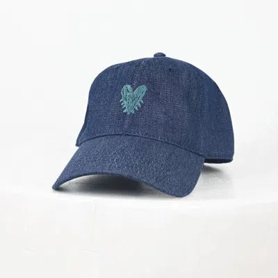 Shop Kerri Rosenthal Baseball Hat Pop Heart Denim In Dark Denim In Blue