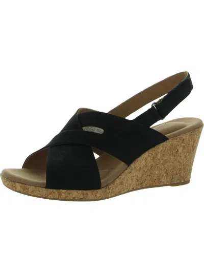 Shop Rockport Briah Womens Slingback Leather Wedge Sandals In Black