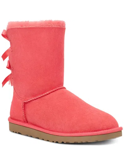 Shop Ugg Bailey Bow Ii Womens Suede Shearling Winter Boots In Multi