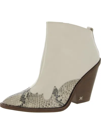 Shop Sam Edelman Ilah Womens Leather A Cowboy, Western Boots In White
