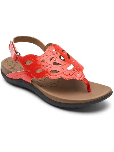 Shop Rockport Ridge Sling Womens Faux Leather Metallic Slingback Sandals In Red