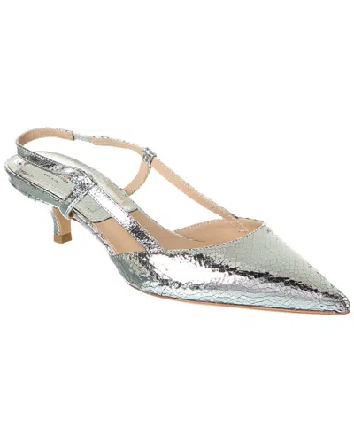 Shop Michael Kors Hallie Leather Sandal In Silver