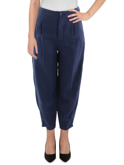 Shop Polo Ralph Lauren Womens Pleated Solid Straight Leg Pants In Blue