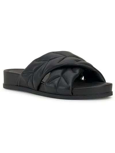 Shop Vince Camuto Kanama Womens Leather Slip On Slide Sandals In Black