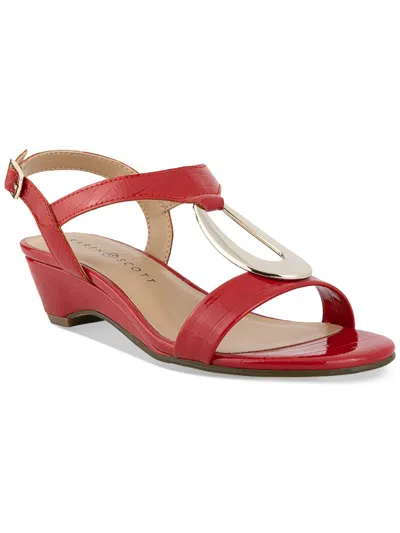 Shop Karen Scott Carmeyy Womens Open Toe Embellished Wedge Sandals In Red