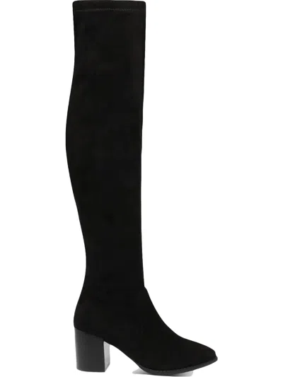 Shop Dolce Vita Trude Womens Faux-suede Block-heel Over-the-knee Boots In Black