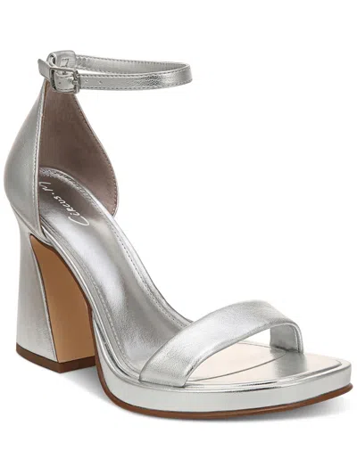 Shop Circus By Sam Edelman Holmes Womens Faux Leather Ankle Strap Heels In Silver