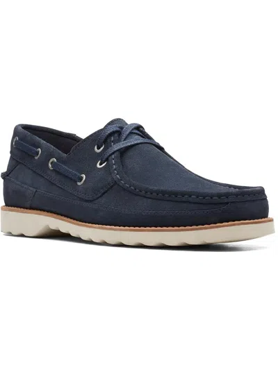 Shop Clarks Durleigh Sail Mens Suede Lace Up Boat Shoes In Blue