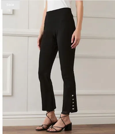 Shop Karen Kane Cropped Button-up Hem Pant In Black