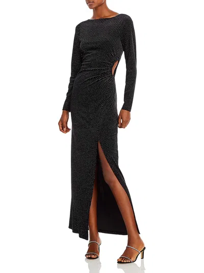 Shop Aqua Womens Velvet Cut-out Evening Dress In Black